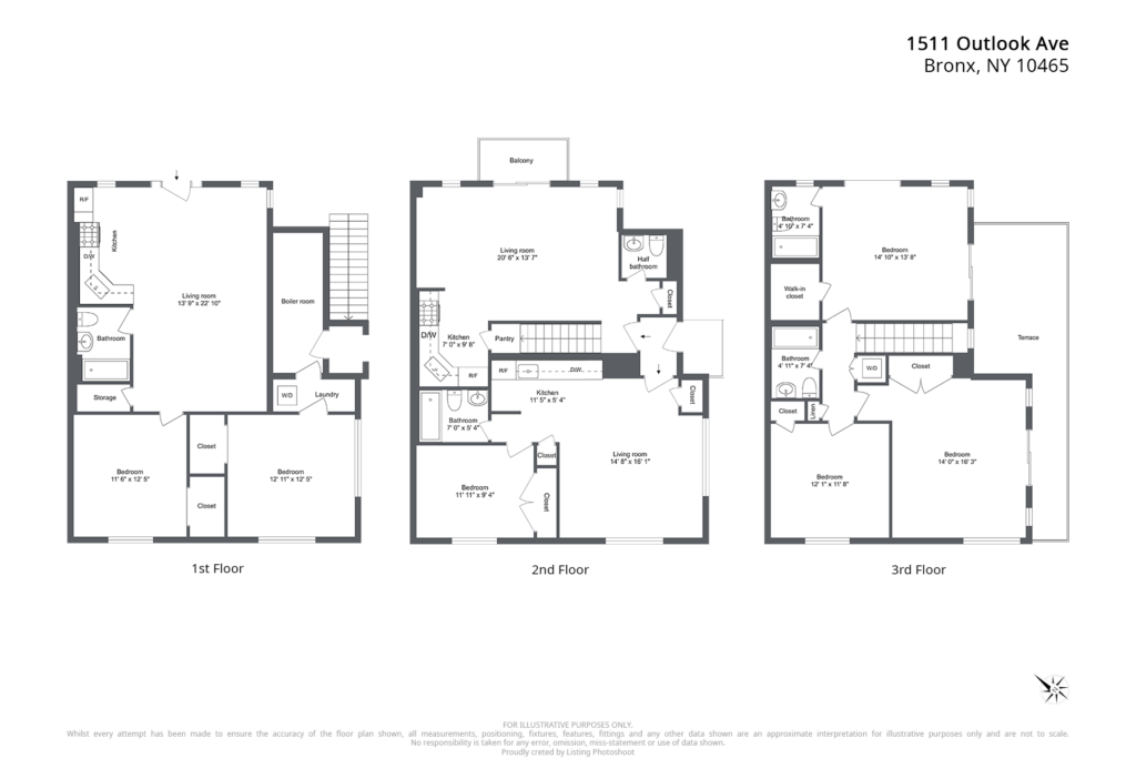 Photography of floor plans of a real estate property in The Bronx