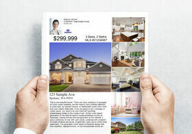 Example of a flyer with real state photography and property description